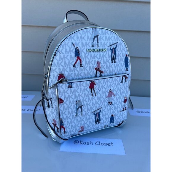 Michael Kors backpack adina medium jet set girls MK signature bright white multi main image 8